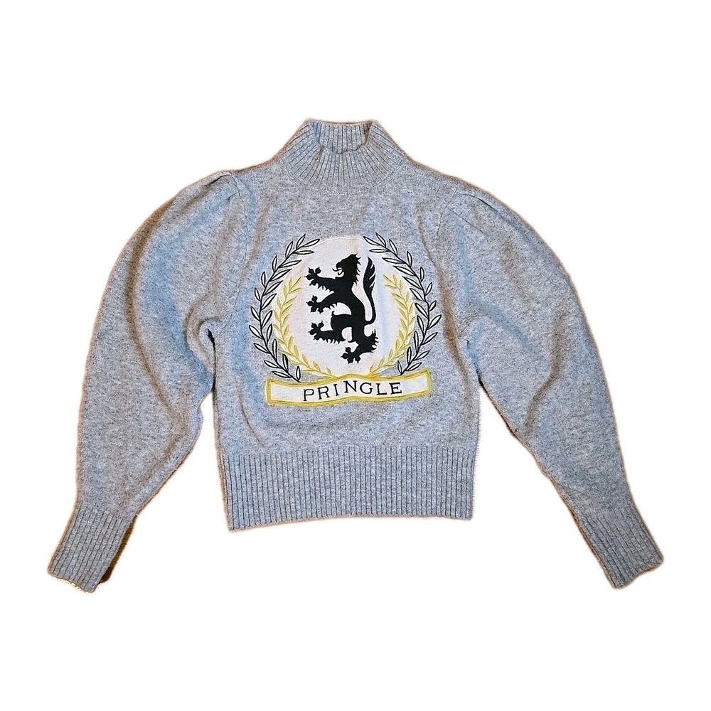 H&M X Pringle of Scotland Knit Mock-Turtleneck Sweater Collaboration Gray Sz XS